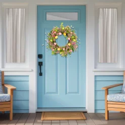 Northlight Easter Egg With Berry Floral Springtime Wreath, Pink And Green 20