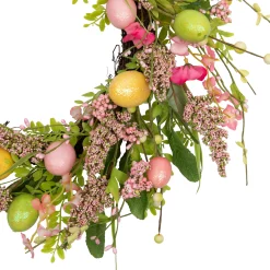Northlight Easter Egg With Berry Floral Springtime Wreath, Pink And Green 20