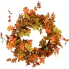 Northlight Fall Harvest Gold Berries And Autumn Leaves Artificial Twig Wreath - 22-Inch, Unlit