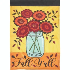 Contemporary Home Living Fall Y'All Mason Jar Double Applique Garden Flag 18" X 13"