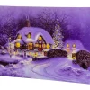 Wall & Door Decorations*Northlight Fiber Optic And Led Lighted Snowy Christmas House Canvas Wall Art 12" X 15.75"