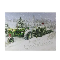 Wall & Door Decorations*Northlight Fiber Optic And Led Lighted Merry Christmas Tractor Canvas Wall Art 12" X 15.75"