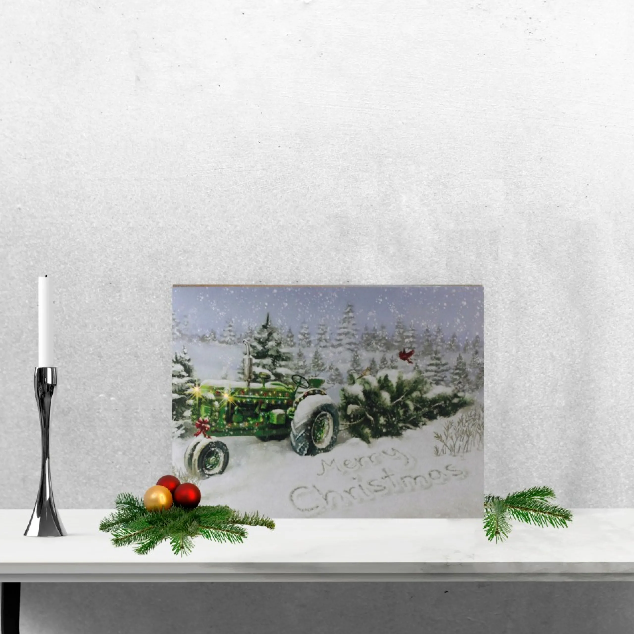 Wall & Door Decorations*Northlight Fiber Optic And Led Lighted Merry Christmas Tractor Canvas Wall Art 12" X 15.75"