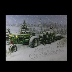 Wall & Door Decorations*Northlight Fiber Optic And Led Lighted Merry Christmas Tractor Canvas Wall Art 12