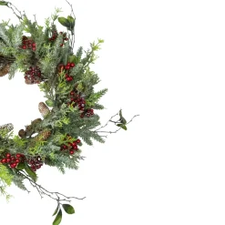 Specialty Wreaths*Northlight Frosted Pine And Berry Artificial Christmas Wreath, 25-Inch, Unlit
