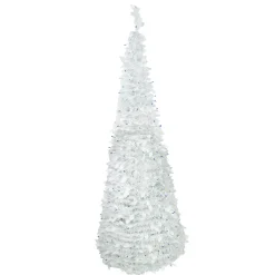 Northlight Pop Up Trees>6Ft Lighted White Tinsel Pop-Up Artificial Christmas Tree, Blue Lights