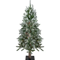 Northlight 4 And 4.5 Feet Tall>4Ft Pre-Lit Flocked Alpine Artificial Christmas Tree, Clear Lights