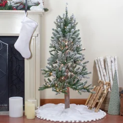 Northlight 4 And 4.5 Feet Tall>4Ft Pre-Lit Flocked Alpine Artificial Christmas Tree, Clear Lights