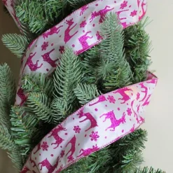 Ribbon*Northlight Glistening Purple Reindeer And Star Christmas Wired Craft Ribbon 2.5