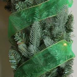 Ribbon*Northlight Glittering Green And Gold Solid Wired Christmas Craft Ribbon 2.5" X 10 Yards