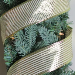 Ribbon*Northlight Gold And White Diagonal Stripe Wired Christmas Craft Ribbon 2.5" X 10 Yards