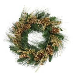 Specialty Wreaths*Allstate Gold Glitter Pine Cone And Berry Artificial Christmas Wreath - 26-Inch, Unlit