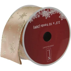 Ribbon*Northlight Gold Snowflakes Christmas Wired Craft Ribbon 2.5" X 10 Yards