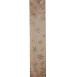 Ribbon*Northlight Gold Snowflakes Christmas Wired Craft Ribbon 2.5" X 10 Yards