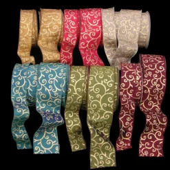 The Ribbon People Gold Swirl Taffeta Wired Craft Ribbon 2.5" X 20 Yards
