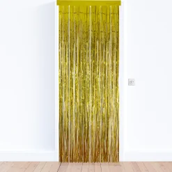 Northlight Gold Tinsel Christmas Window Or Door Curtain 3' X 8'