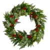 Specialty Wreaths*Nearly Natural Green And Red Artificial Cedar, Eucalyptus And Berries Christmas Wreath, 24-Inch, Unlit