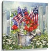 Glow Decor Green And Red Patriotic Garden Pizazz Print Framed Wall Decor 10" X 10"