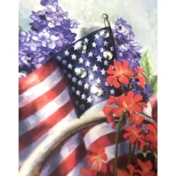 Glow Decor Green And Red Patriotic Garden Pizazz Print Framed Wall Decor 10" X 10"