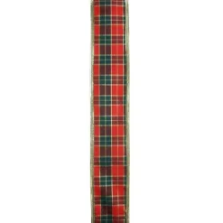 Ribbon*Northlight Green And Red Plaid Wired Christmas Craft Ribbon 2.5" X 10 Yards