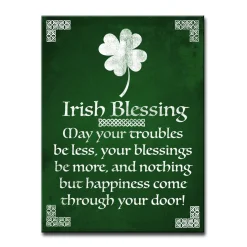 Crafted Creations Green And White Irish Blessing St. Patrick's Day Cotton Wall Art Decor 20" X 16"