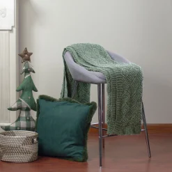 Pillows & Throws*Northlight Green Chenille Cable Knit Rectangular Throw Blanket 50" X 60"