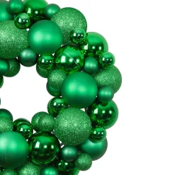 Shatterproof Ball Wreaths*Northlight Green 3-Finish Shatterproof Ball Christmas Wreath - 13-Inch, Unlit