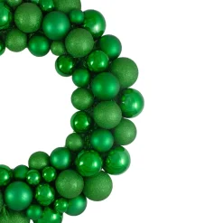 Shatterproof Ball Wreaths*Northlight Green 3-Finish Shatterproof Ball Christmas Wreath - 24-Inch, Unlit