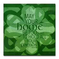Crafted Creations Green Home Blessing St. Patrick's Day Square Cotton Wall Art Decor 12" X 12"