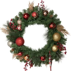 Specialty Wreaths*Northlight Green Mixed Foliage And Ornaments Artificial Christmas Wreath, 30-Inch, Unlit