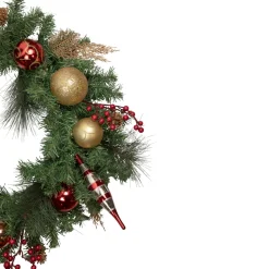 Specialty Wreaths*Northlight Green Mixed Foliage And Ornaments Artificial Christmas Wreath, 30-Inch, Unlit