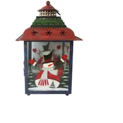Candles & Holders*Northlight Green, Red And Blue Snowman Christmas Candle Lantern 11