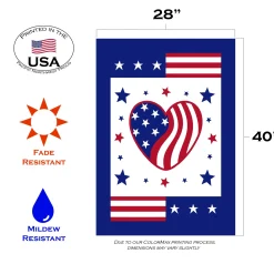 Toland Home Garden Heart Of America Patriotic Outdoor House Flag 40