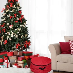 Wreath Accessories*Northlight 2-In-1 Quilted Red Zip Up Christmas Garland And Wreath Storage Bag 36"