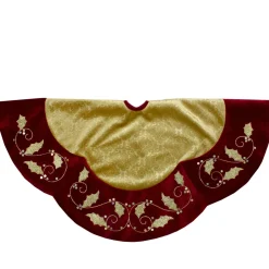 48 Inch And Smaller*Northlight 48-Inch Gold And Burgundy Velvet Christmas Tree Skirt