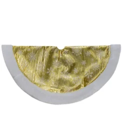 48 Inch And Smaller*Northlight 20-Inch Gold And White Metallic Snowflake Print Mini Christmas Tree Skirt
