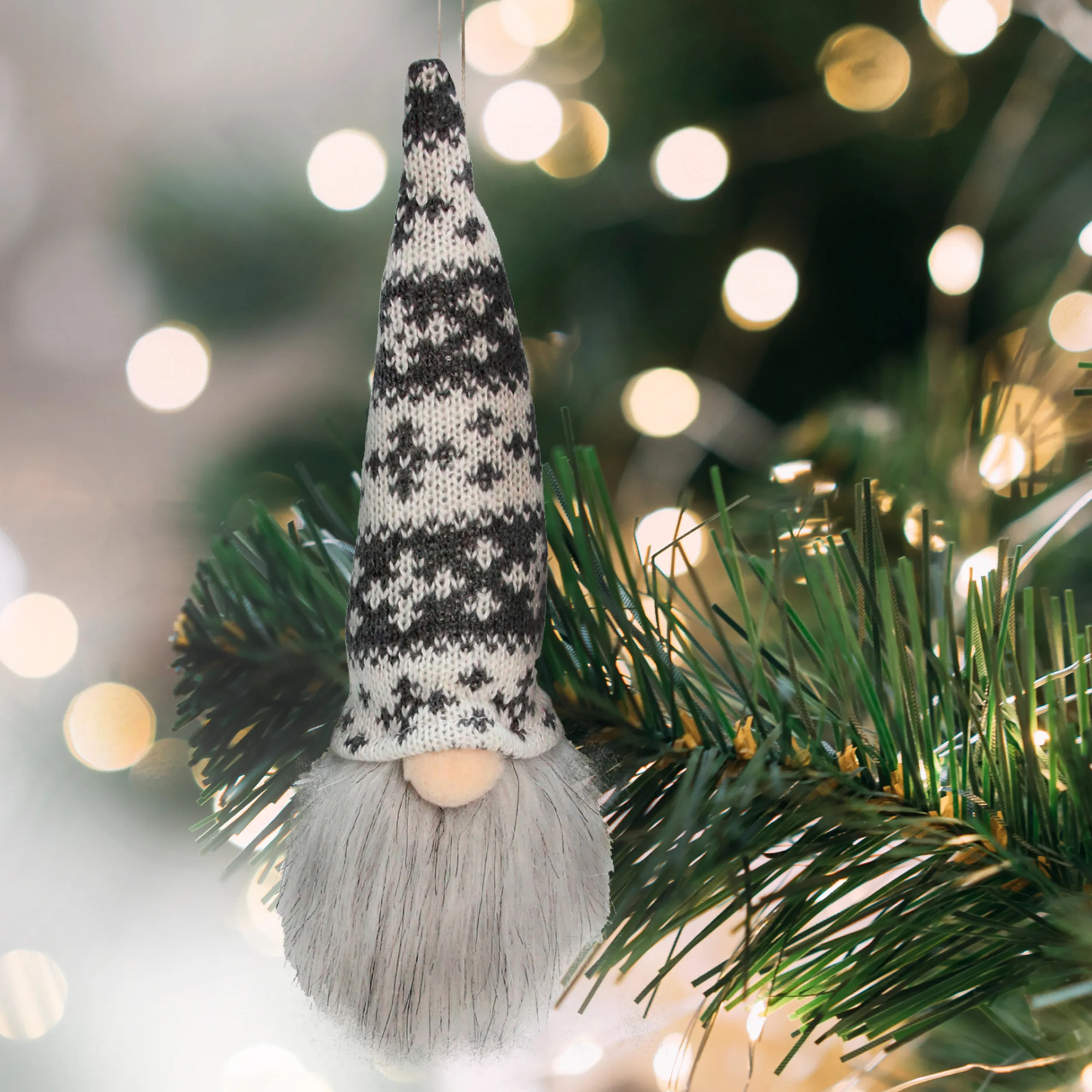 Northlight Fantasy & Sci Fi>6.25-Inch Gray And White Gnome Head With Hat Hanging Christmas Ornament