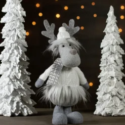 Plush Figures*Northlight 12.5-Inch Gray And White Standing Moose Tabletop Christmas Decoration