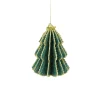 Midwest Trees & Wreaths>6-Inch Green And Gold Glittered 3-D Tree Ornament