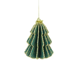 Midwest Trees & Wreaths>6-Inch Green And Gold Glittered 3-D Tree Ornament