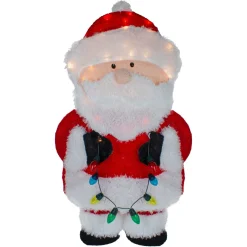 Outdoor Decorations*Northlight 32-Inch Lighted Chenille Santa With Lights Outdoor Christmas Decoration