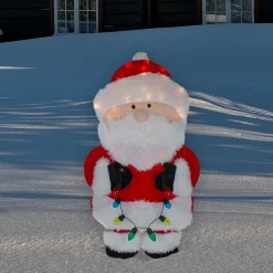 Outdoor Decorations*Northlight 32-Inch Lighted Chenille Santa With Lights Outdoor Christmas Decoration