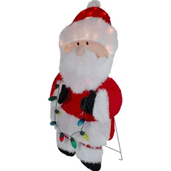 Outdoor Decorations*Northlight 32-Inch Lighted Chenille Santa With Lights Outdoor Christmas Decoration