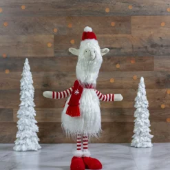 Plush Figures*Northlight 26-Inch Plush Red And White Standing Llama Table Top Christmas Decoration
