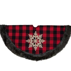 48 Inch And Smaller*Northlight 48-Inch Red And Black Christmas Tree Skirt With Burlap Snowflake
