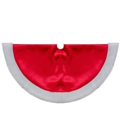 48 Inch And Smaller*Northlight 20-Inch Red Satin Mini Christmas Tree Skirt With A White Faux Fur Trim