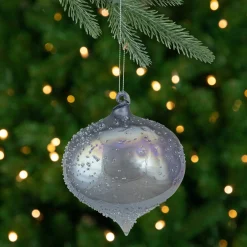 Northlight Pendants & Drops>4.5-Inch Silver Iridescent Glass Onion Christmas Ornament