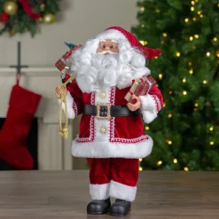 Santa Figures*Northlight 18-Inch Standing Curly Beard Santa Christmas Figure With Presents