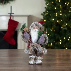 Santa Figures*Northlight 12-Inch Standing Outdoor Santa Christmas Figure With Fur Boots And Presents