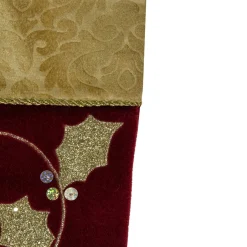 Stockings*Northlight 20.5-Inch Velvet Gold And Maroon Etched Cuff Christmas Stocking